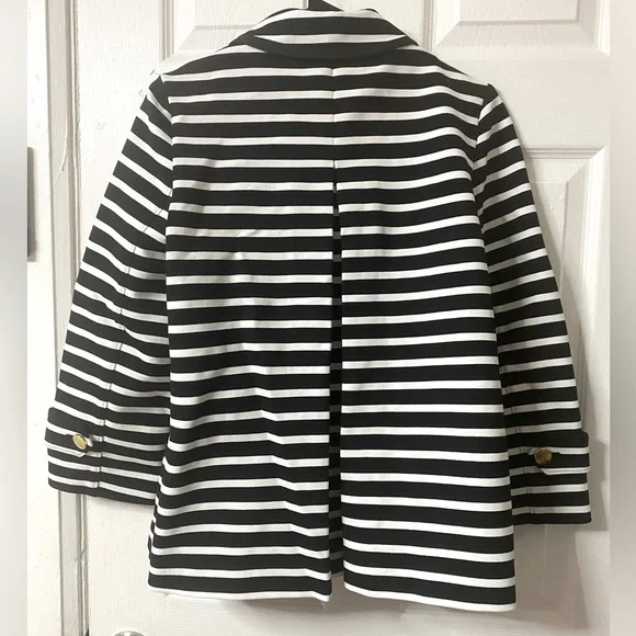 Kate Spade Broome Street Striped Size 2 Gold Button Blazer/Jacket Front Pockets - Picture 10 of 13